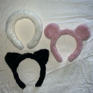Zara Kids Fuzzy Headbands in White, Pink, Black